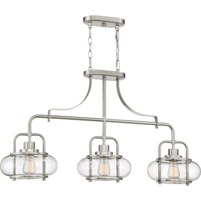 Quoizel Trilogy 3 Light Kitchen Island Light in Brushed Nickel