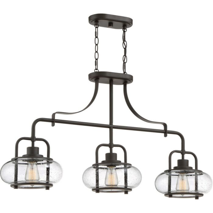 Quoizel Trilogy 3 Light 38 Inch Kitchen Island Light in Old Bronze