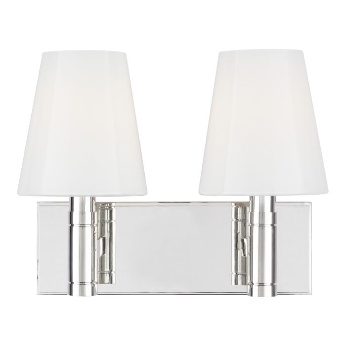 Beckham Classic 2 Light Bathroom Vanity Light in Polished Nickel by Thomas O'Brien