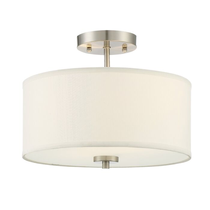 Trade Winds Cassie 2 Light Semi Flush Mount Ceiling Light in Brushed Nickel