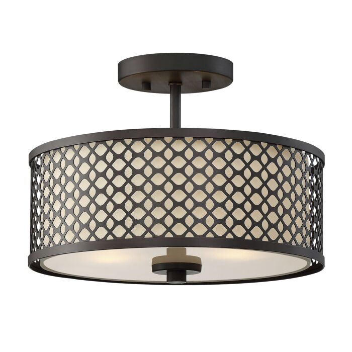 Trade Winds Hutchins Lattice Semi Flush Mount Ceiling Light in Oil Rubbed Bronze