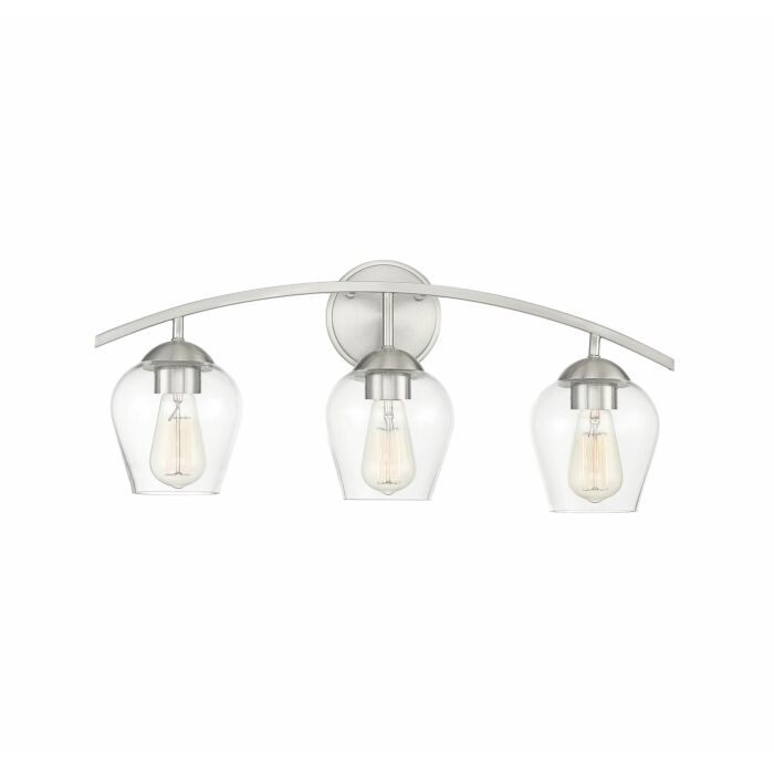 Trade Winds Hannah 3 Light Bathroom Vanity Light in Brushed Nickel