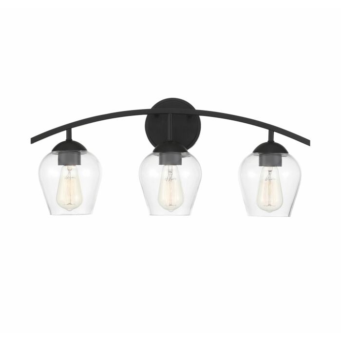Trade Winds Hannah 3 Light Bathroom Vanity Light in Matte Black