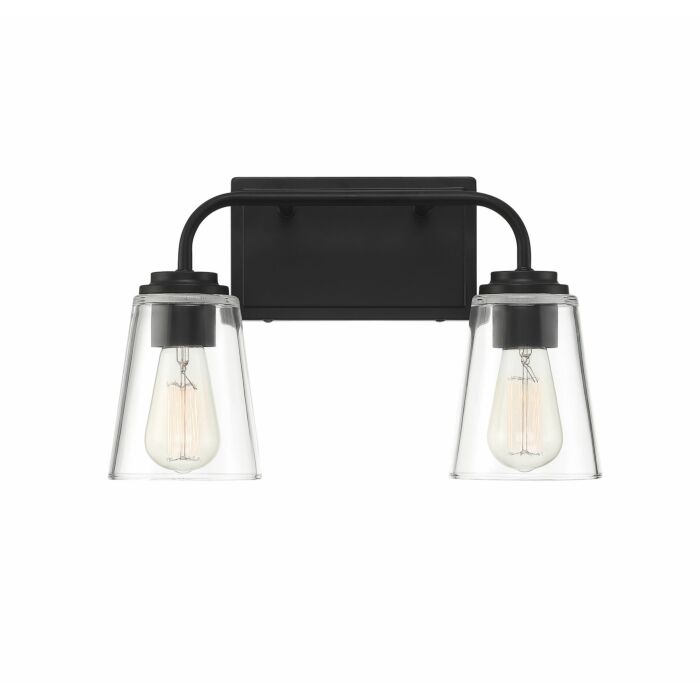 Trade Winds Lighting 2 Light Bathroom Vanity Light In Matte Black