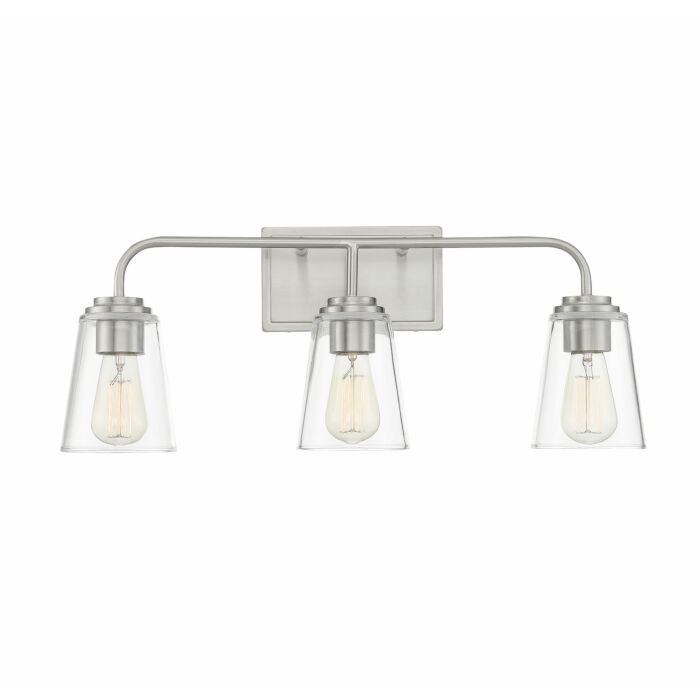Trade Winds Lighting 3 Light Bathroom Vanity Light In Brushed Nickel
