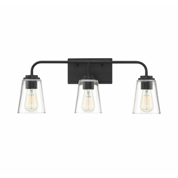 Trade Winds Lighting 3 Light Bathroom Vanity Light In Matte Black