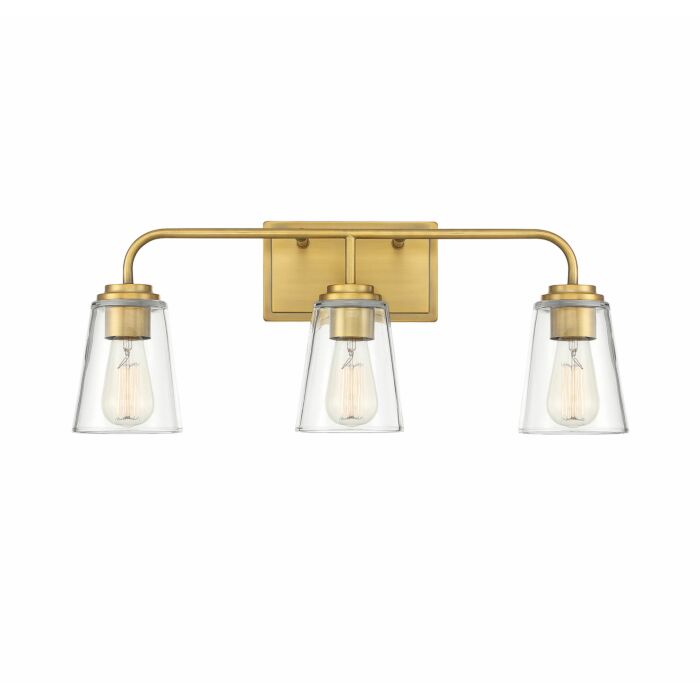 Trade Winds Lighting 3 Light Bathroom Vanity Light In Natural Brass