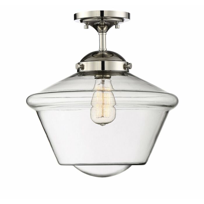 Trade Winds Dorothy Schoolhouse Semi Flush Mount Ceiling Light in Polished Nickel