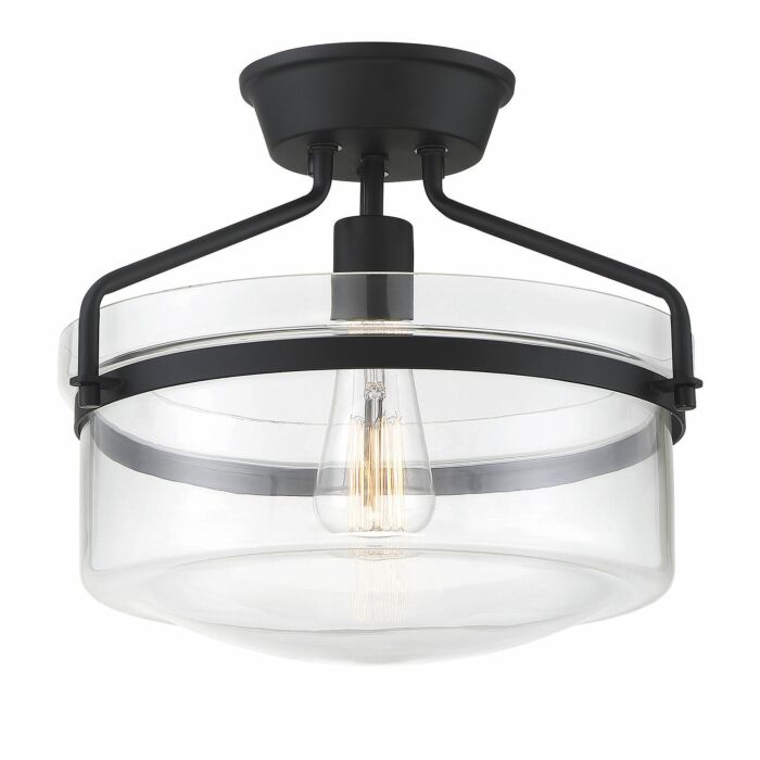 Trade Winds Gardner Glass Semi Flush Mount Ceiling Light in Matte Black