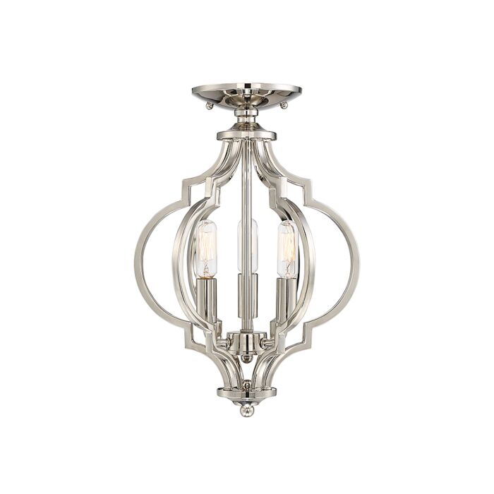 Trade Winds Lighting 3 Light Ceiling Light In Polished Nickel