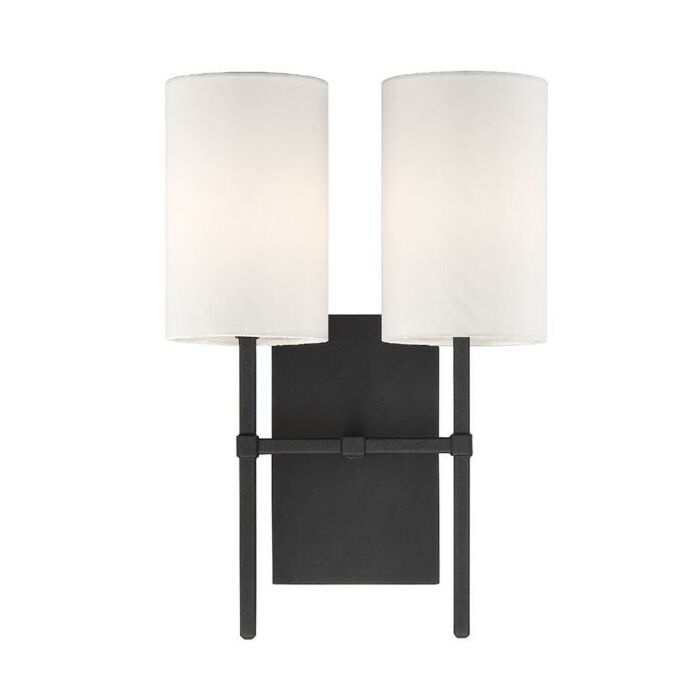 Crystorama Veronica 2 Light 17 Inch Wall Sconce in Black Forged