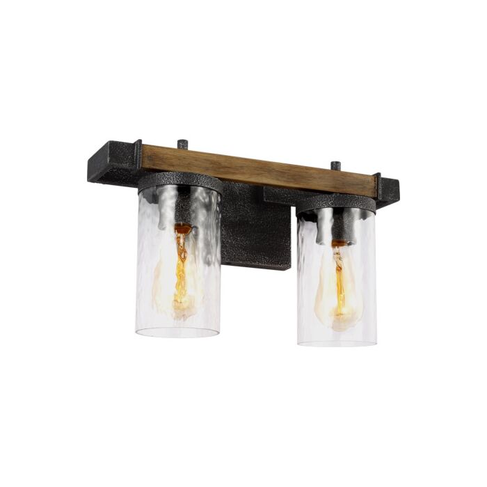 Feiss Angelo 2 Light Bathroom Vanity Light in Distressed Weathered Oak And Slate Grey Metal