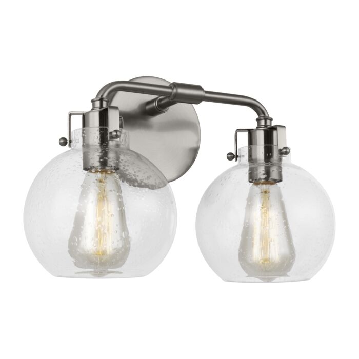 Clara 2 Light Bathroom Vanity Light in Satin Nickel by Sean Lavin