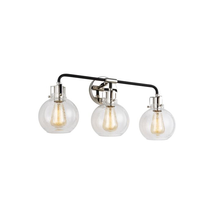 Clara 3 Light Bathroom Vanity Light in Polished Nickel And Textured Black by Sean Lavin