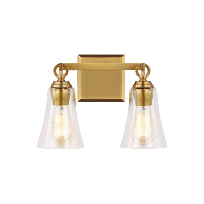 Monterro 2 Light Bathroom Vanity Light in Burnished Brass by Sean Lavin