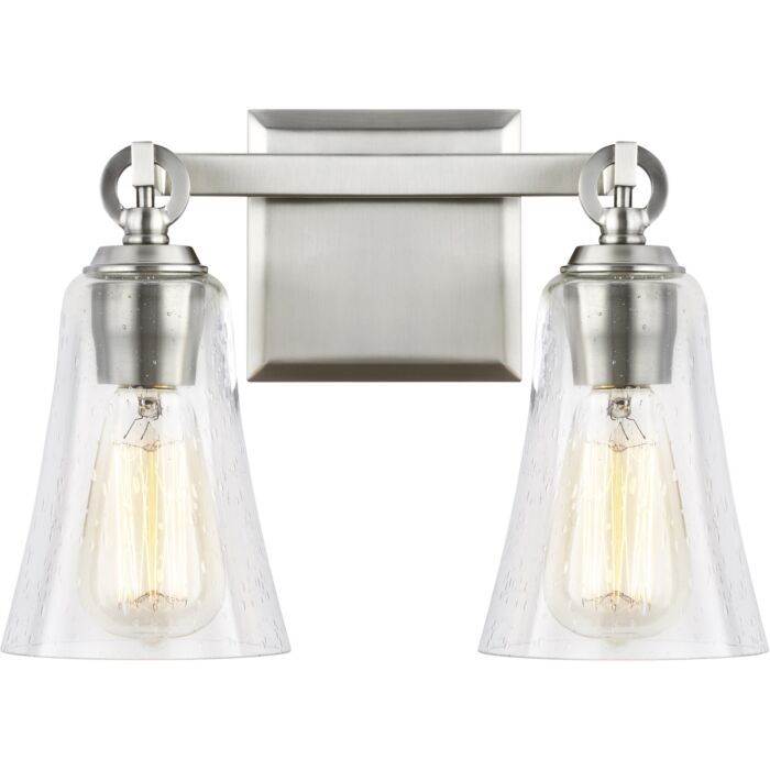 Monterro 2 Light Bathroom Vanity Light in Satin Nickel by Sean Lavin