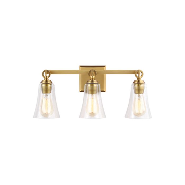 Monterro 3 Light Bathroom Vanity Light in Burnished Brass by Sean Lavin