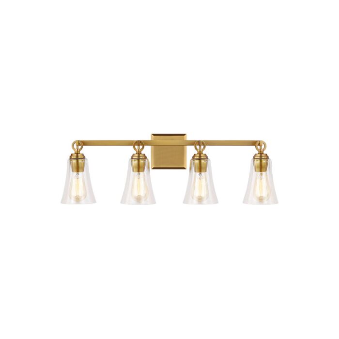 Monterro 4 Light Bathroom Vanity Light in Burnished Brass by Sean Lavin