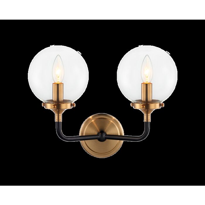 Matteo Particles 2 Light Wall Sconce In Aged Gold Brass