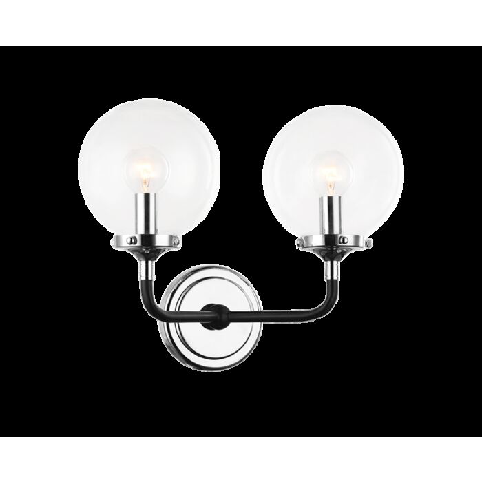Matteo Particles 2 Light Wall Sconce In Black & Chrome