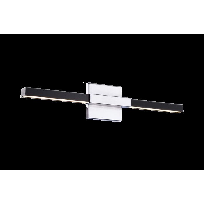 Matteo Lineare 2 Light Wall Sconce In Matte Black & Chrome