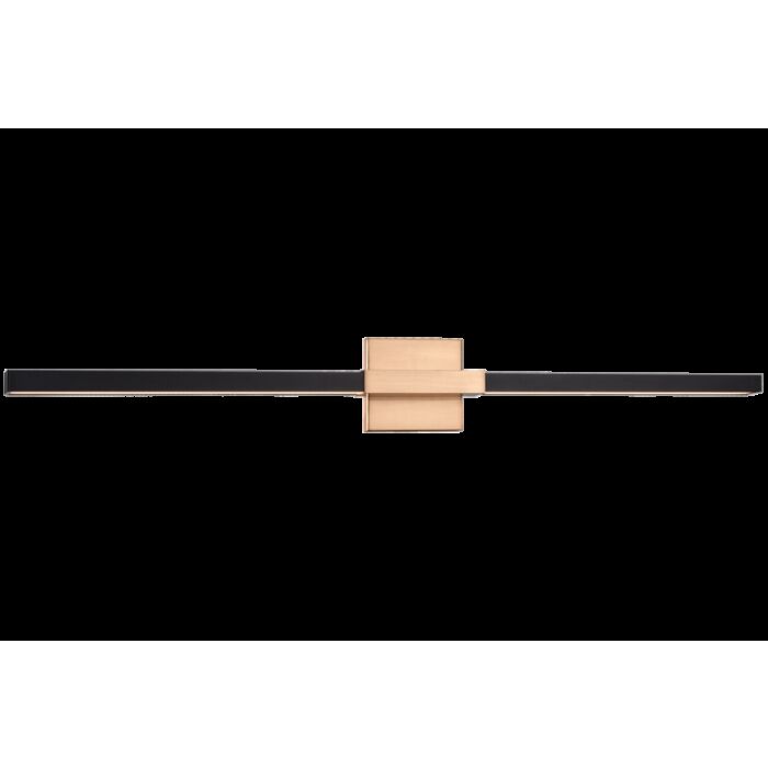 Matteo Lineare 2 Light Wall Sconce In Matte Black & Aged Gold Brass