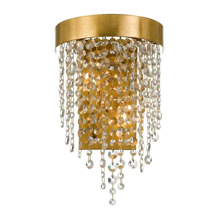 Crystorama Windham 2 Light 16 Inch Wall Sconce in Antique Gold with Clear Hand Cut Crystals
