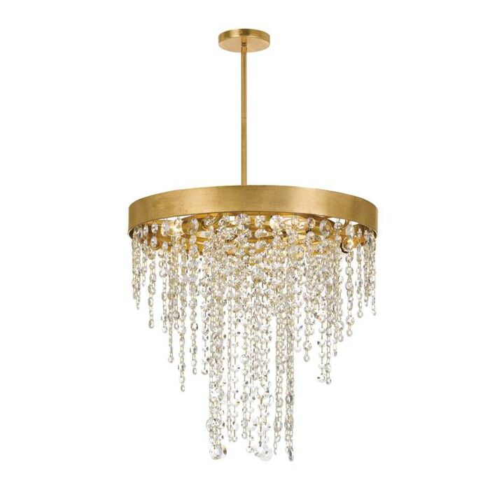 Crystorama Windham 5 Light 19 Inch Transitional Chandelier in Antique Gold with Clear Hand Cut Crystals
