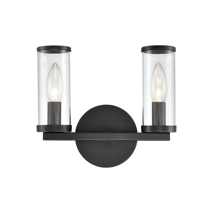 Alora Revolve 2 Light Bathroom Vanity Light in Urban Bronze And Clear Glass