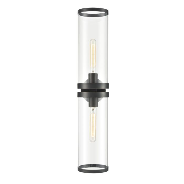 Alora Revolve 2 Light Bathroom Vanity Light in Urban Bronze And Clear Glass