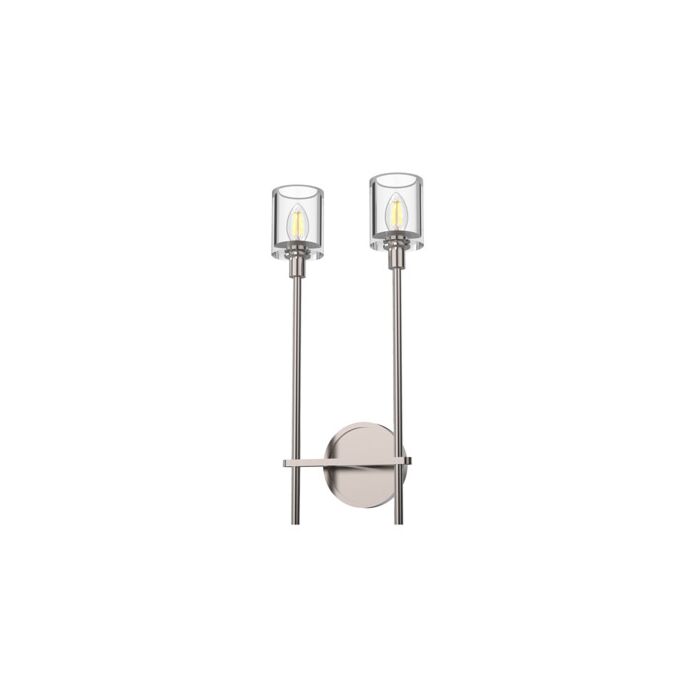 Alora Salita 2 Light Bathroom Wall Sconce in Polished Nickel And Clear Crystal