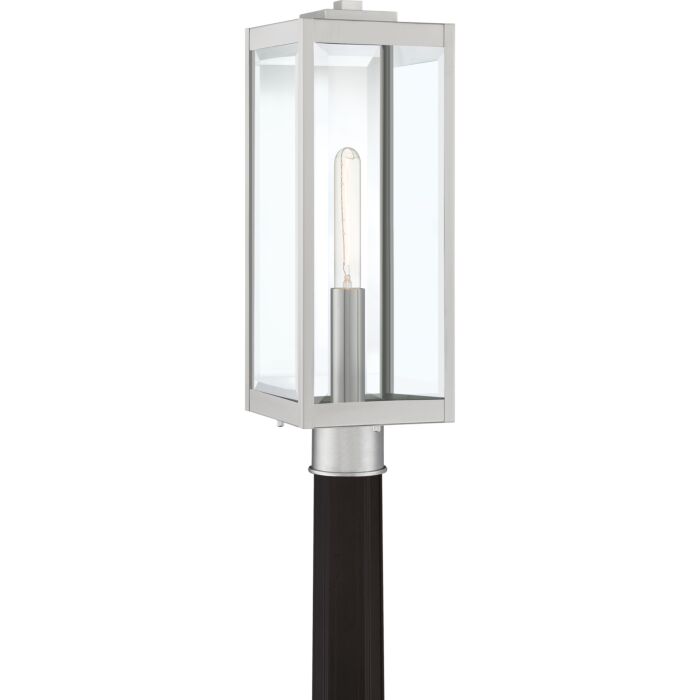 Quoizel Westover 7 Inch Outdoor Post Light in Stainless Steel