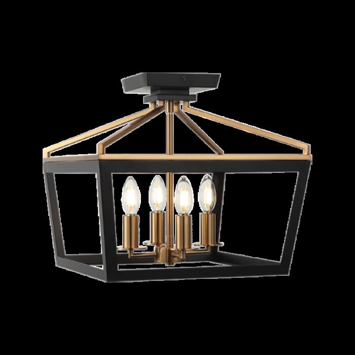Matteo Mavonshire 1 Light Ceiling Light In Black With Aged Gold Brass