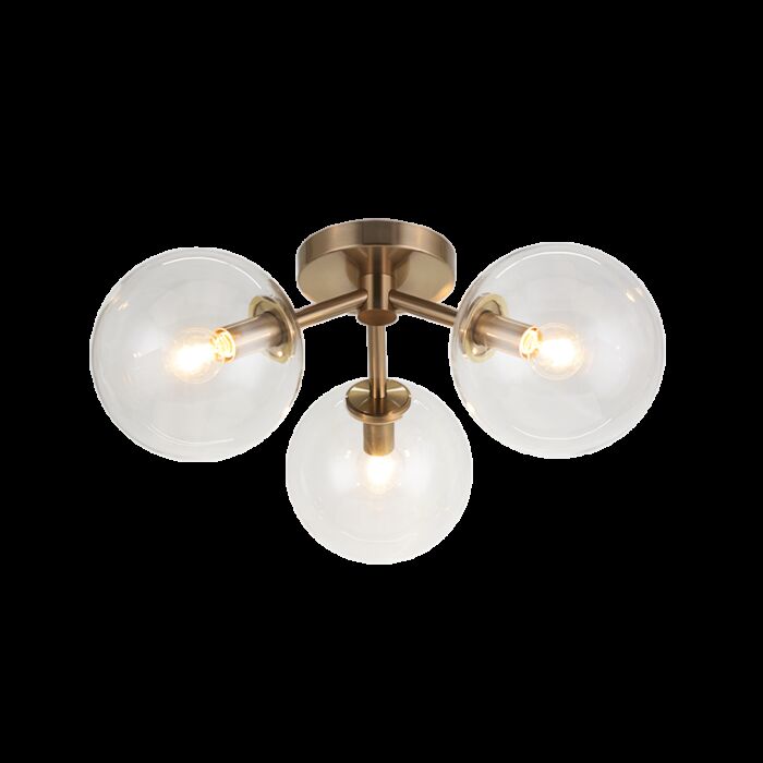 Matteo Novo 3 Light Ceiling Light In Aged Gold Brass