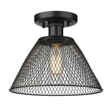 Carver BLK One Light Semi Flush Mount in Matte Black by Golden