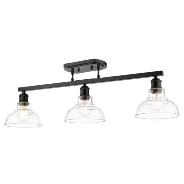 Carver BLK Three Light Semi Flush Mount in Matte Black by Golden