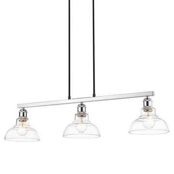 Carver CH Three Light Linear Pendant in Chrome by Golden