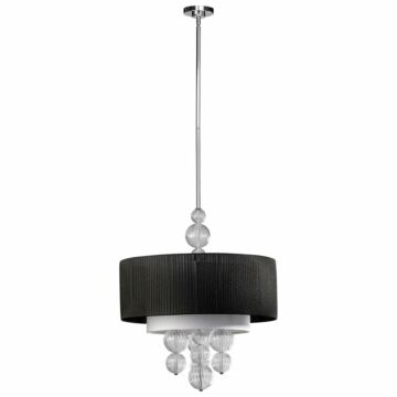 Cyan Design Kravet 24 Inch 4 Light Black/White Fabric Shade Pendant in Chrome