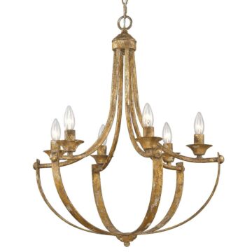 Victoria Six Light Chandelier in Heirloom Gold by Golden