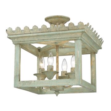 Finley Four Light Semi Flush Mount in Vintage Sage by Golden