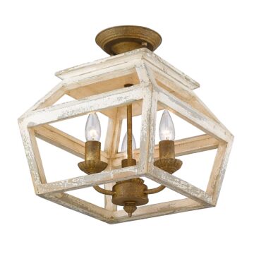 Haiden Three Light Semi Flush Mount in Burnished Chestnut by Golden