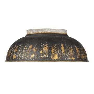 Kinsley Two Light Flush Mount in Aged Galvanized Steel by Golden