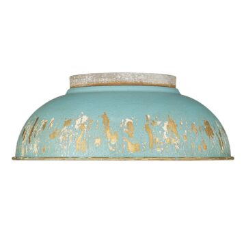Kinsley Two Light Flush Mount in Aged Galvanized Steel by Golden