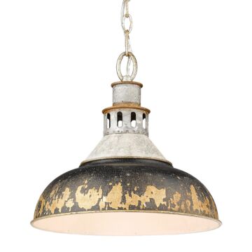 Kinsley One Light Pendant in Aged Galvanized Steel by Golden