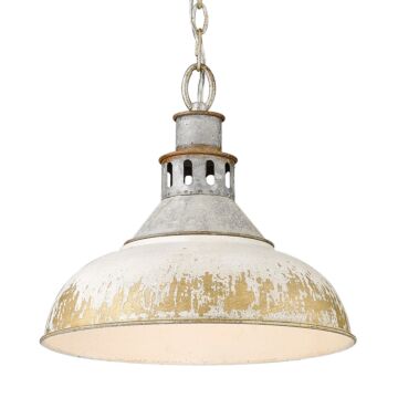 Kinsley One Light Pendant in Aged Galvanized Steel by Golden