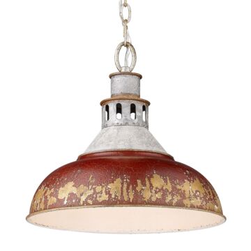 Kinsley One Light Pendant in Aged Galvanized Steel by Golden