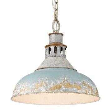 Kinsley One Light Pendant in Aged Galvanized Steel by Golden