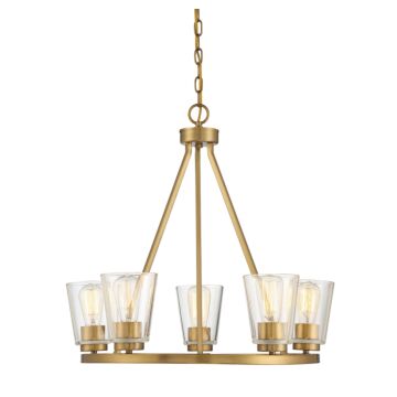 Calhoun Five Light Chandelier in Warm Brass by Savoy House
