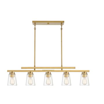 Calhoun Five Light Linear Chandelier in Warm Brass by Savoy House