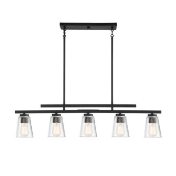 Calhoun Five Light Linear Chandelier in Matte Black by Savoy House
